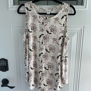 Old Navy Floral Tank Top - Cream and Green